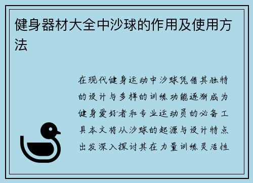 健身器材大全中沙球的作用及使用方法